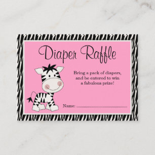 Niedlicher rosa Zebra-Baby-Duschen-WindelRaffle Begleitkarte