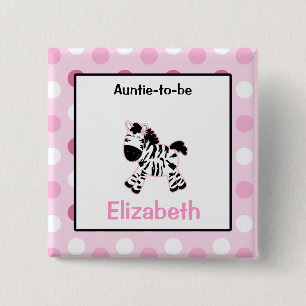 Niedlicher rosa Zebra kundengebundener Namensumbau Button