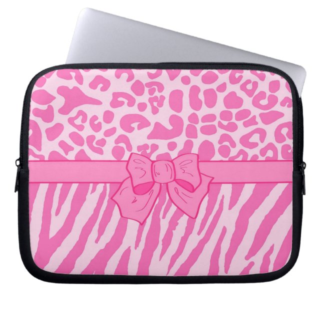 Niedlicher rosa Zebra-Leopard-Tierdruck und Girly Laptopschutzhülle (Vorderseite)