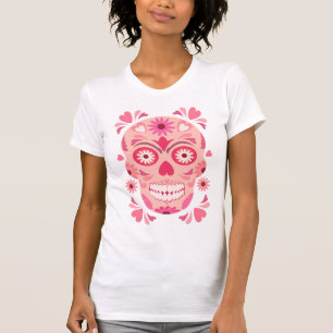 Niedlicher rosa Zuckerschädel T-Shirt