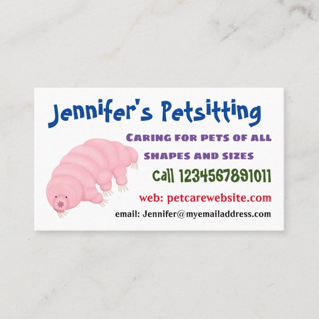 Niedlicher rosafarbener kardialer Cartoon Visitenkarte (Vorderseite)