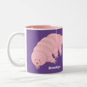 Niedlicher rosafarbener kardialer Cartoon Zweifarbige Tasse