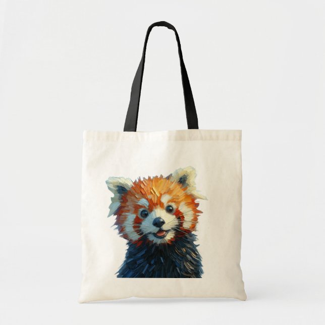 Niedlicher Rot-Panda-Tote-Bag-Ölgemälde Tragetasche (Vorne)