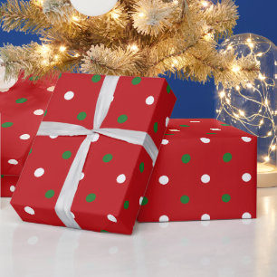 Niedlicher Rot-Weiß-Polka dotiert moderne Weihnach Geschenkpapier