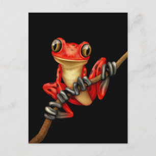 Niedlicher Roter Baum-Frosch auf einem Zweig auf S Postkarte