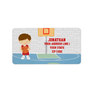 Niedlicher roter Jersey Basketball des Adressaufkleber