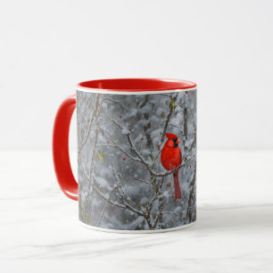 Niedlicher Roter Kardinal Vogelschneewald Tasse Cu