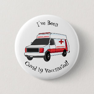 Niedlicher roter Krankenwagen Cartoon Button