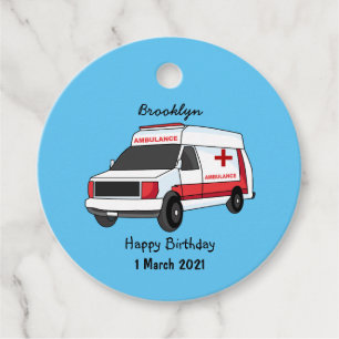 Niedlicher roter Krankenwagen Cartoon Geschenkanhänger