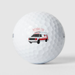 Niedlicher roter Krankenwagen Cartoon Golfball