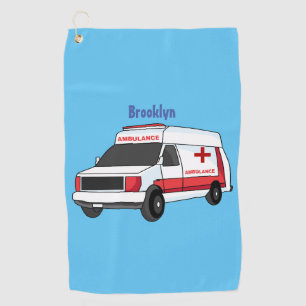 Niedlicher roter Krankenwagen Cartoon Golfhandtuch