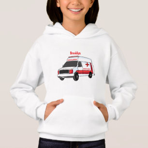 Niedlicher roter Krankenwagen Cartoon Hoodie