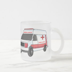 Niedlicher roter Krankenwagen Cartoon Mattglastasse