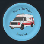 Niedlicher roter Krankenwagen Cartoon Pappteller<br><div class="desc">Dieser glückliche rote Krankenwagen ist auf dem Weg zu helfen! Gezeichnet in lustigen Cartoon Stil.</div>