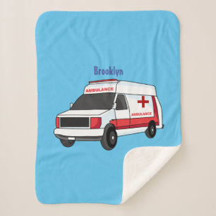 Niedlicher roter Krankenwagen Cartoon Sherpadecke