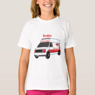 Niedlicher roter Krankenwagen Cartoon T-Shirt