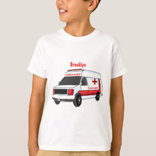 Niedlicher roter Krankenwagen Cartoon T-Shirt