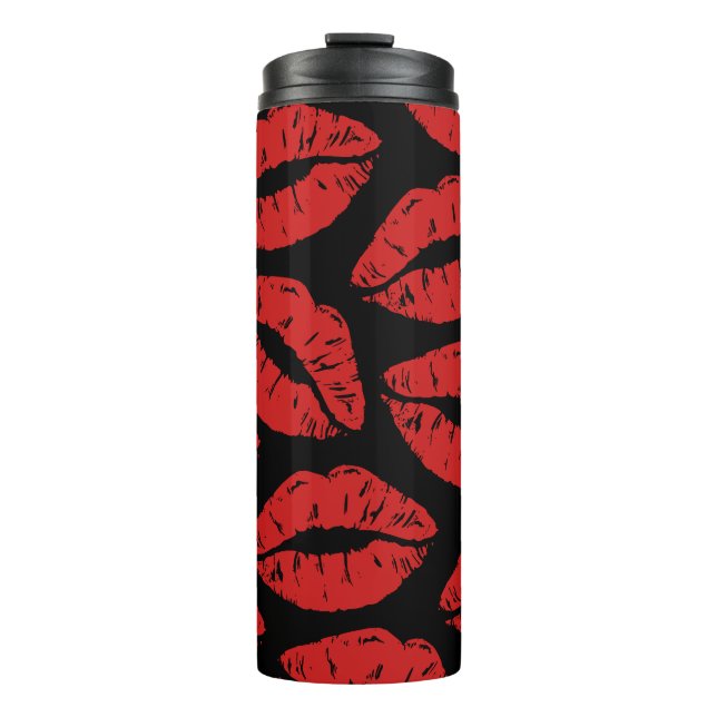 Niedlicher Roter Lipstick Kisses Kiss Lips Muster Thermosbecher (Vorderseite)