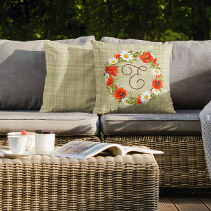 Niedlicher Roter Mohn Weiße Gelbe Daisy Blume Krän Kissen