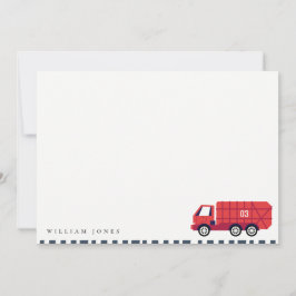 Niedlicher roter Müllwagen Kinder jeden Geburtstag Mitteilungskarte