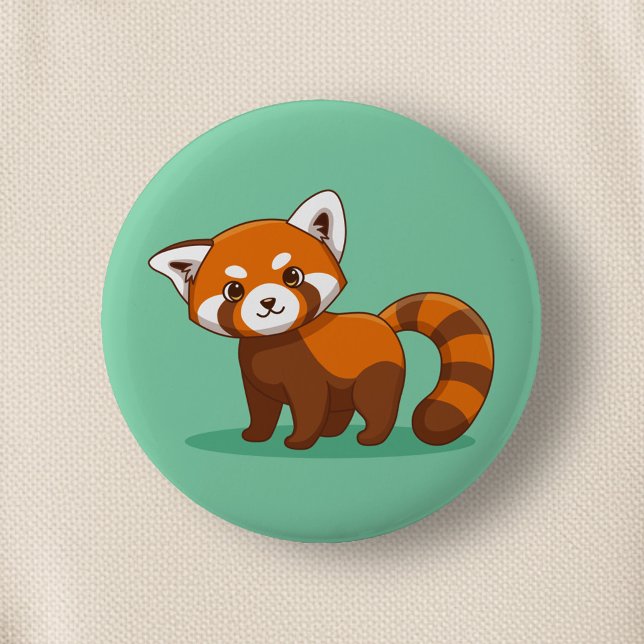 Niedlicher Roter Panda auf Grün Button (Von Creator hochgeladen)