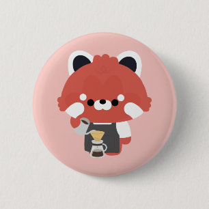 Niedlicher Roter Panda Barista Button