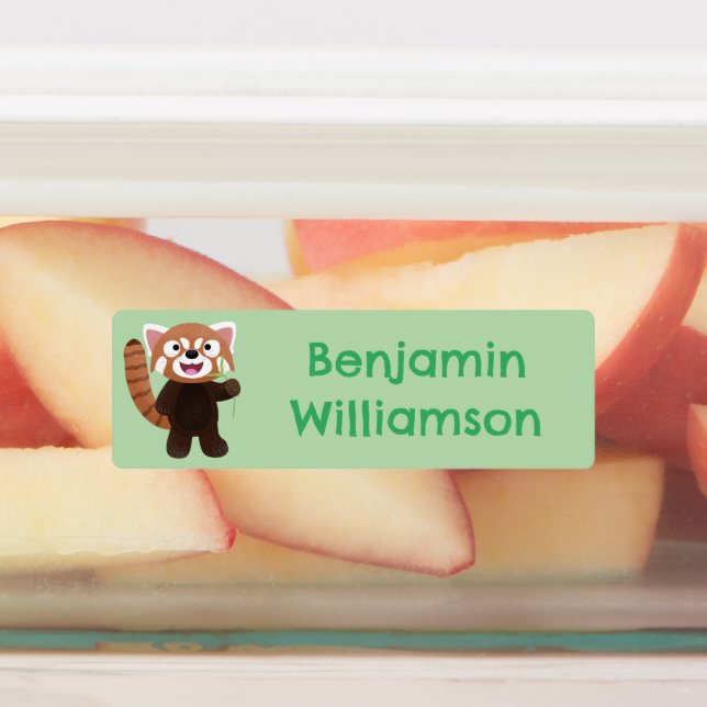 Niedlicher roter Panda Cartoon personalisiert Etiketten (Befestigt)