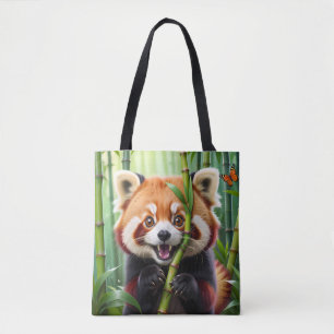 Niedlicher Roter Panda im Kawaii-Stil mit einem gr