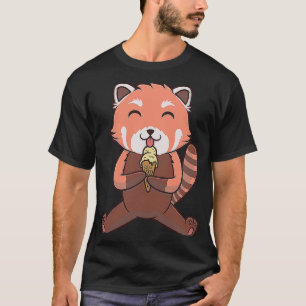 Niedlicher Roter Panda Katzenbär Eiscreme T-Shirt