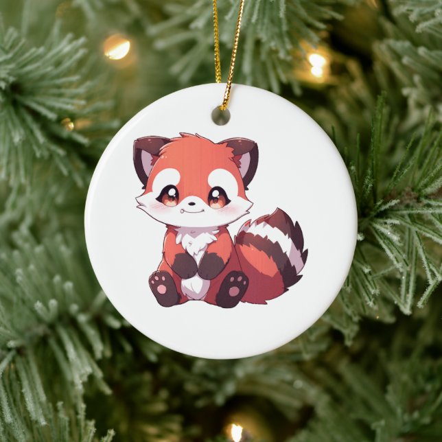 niedlicher roter Panda Keramik Ornament (Baum)
