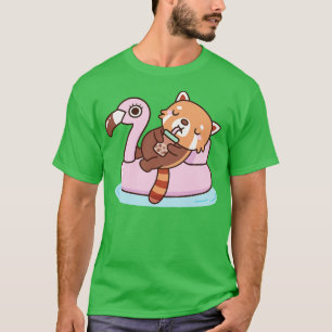 Niedlicher Roter Panda Mit Flamingo Pool Schwimmhi T-Shirt