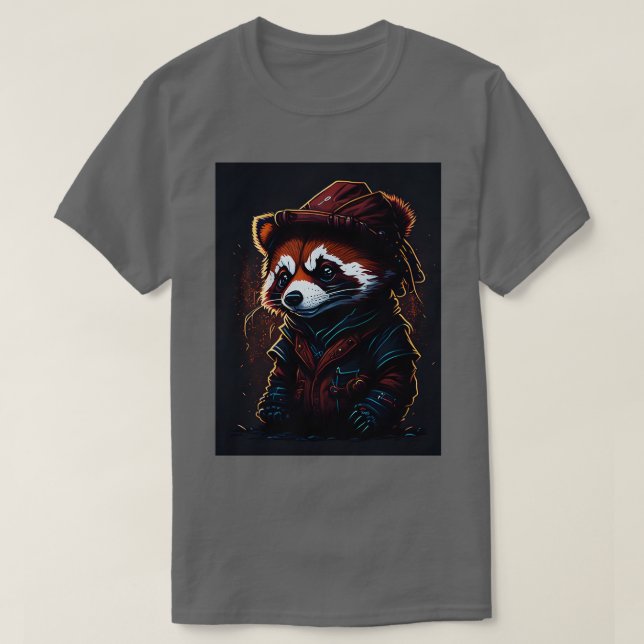 niedlicher roter Panda mit Hut T-Shirt (Design vorne)