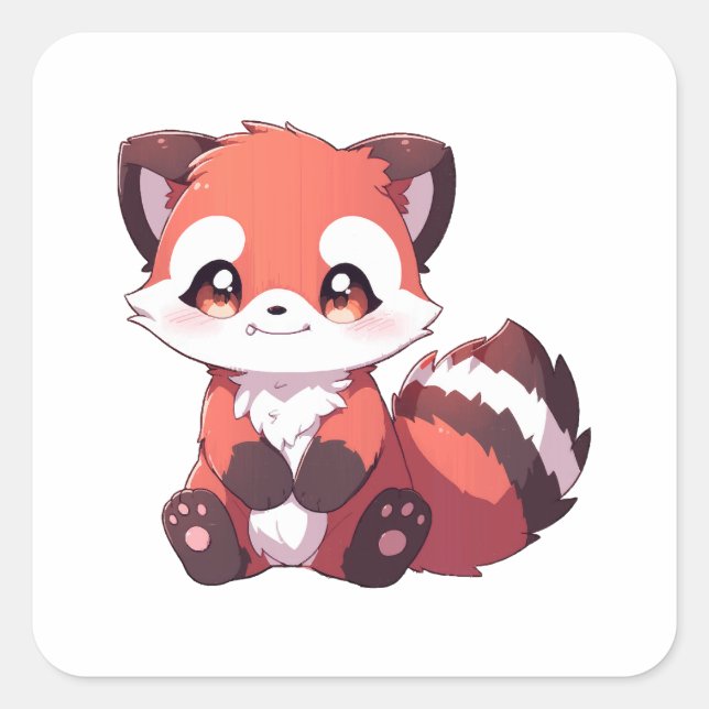 niedlicher roter Panda Quadratischer Aufkleber (Vorderseite)