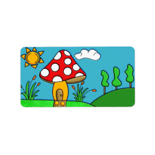 niedlicher roter Pilz Adressaufkleber