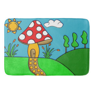 niedlicher roter Pilz Badematte