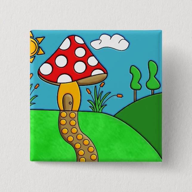 niedlicher roter Pilz Button (Vorderseite)