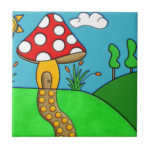 niedlicher roter Pilz Fliese