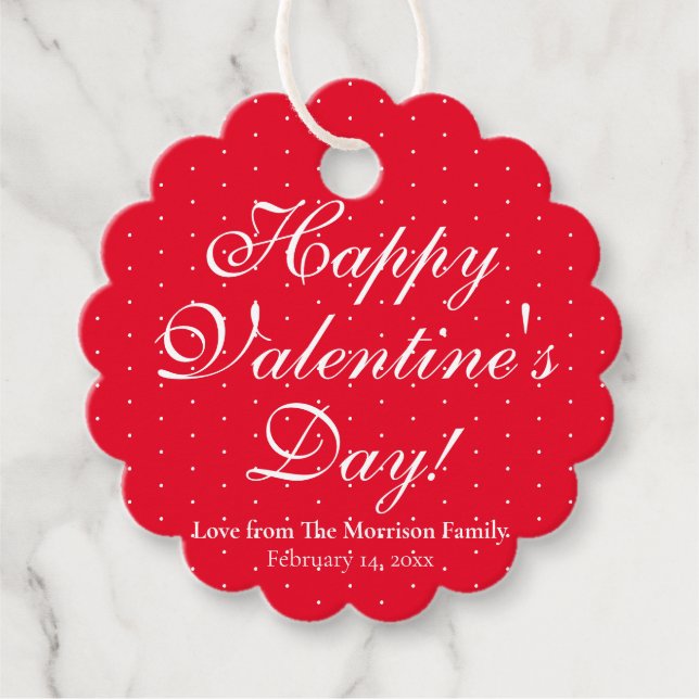 Niedlicher roter Polka dots benutzerdefinierter Te Geschenkanhänger (Vorderseite)