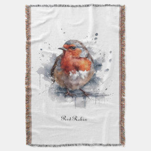 Niedlicher Roter Robin in Aquarellfarbe Decke