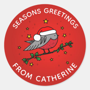 Niedlicher Roter Robin-Vogel Weihnachten Runder Aufkleber