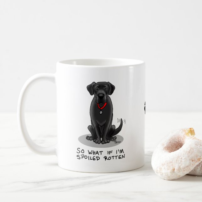 Niedlicher Roter Schwarzer Labrador Retriever Hund Kaffeetasse (Mit Donut)