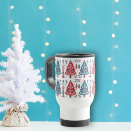 Niedlicher Roter und Blauer Weihnachtsbaum Nordisc Reisebecher