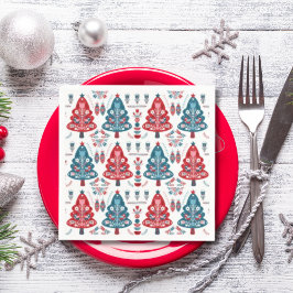 Niedlicher Roter und Blauer Weihnachtsbaum Nordisc Serviette