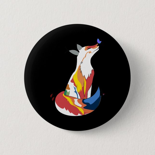 Niedlicher Roter und Gelber Fuchs und Niedlicher S Button (Vorderseite)