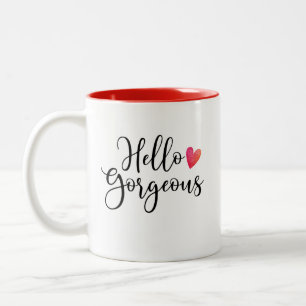 Niedlicher Roter Valentinstag Hallo Gorgeous Zweifarbige Tasse