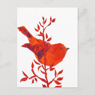 Niedlicher Roter Vogel auf der Erde Postkarte