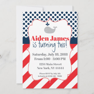 Niedlicher Roter Wal zum Geburtstag Einladung