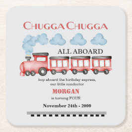 Niedlicher Roter Zug mit Wasserfarbe in jedem Alte Rechteckiger Pappuntersetzer