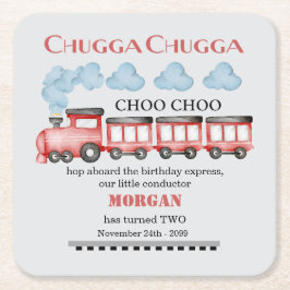 Niedlicher Roter Zug Wasserfarbe 2. Geburtstag Rechteckiger Pappuntersetzer