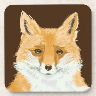 Niedlicher Rotfuchs - auf braun durchsichtig. Getränkeuntersetzer